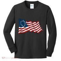 American Betsy Ross Waving Flag Kids Long Sleeve Shirt thumb 0