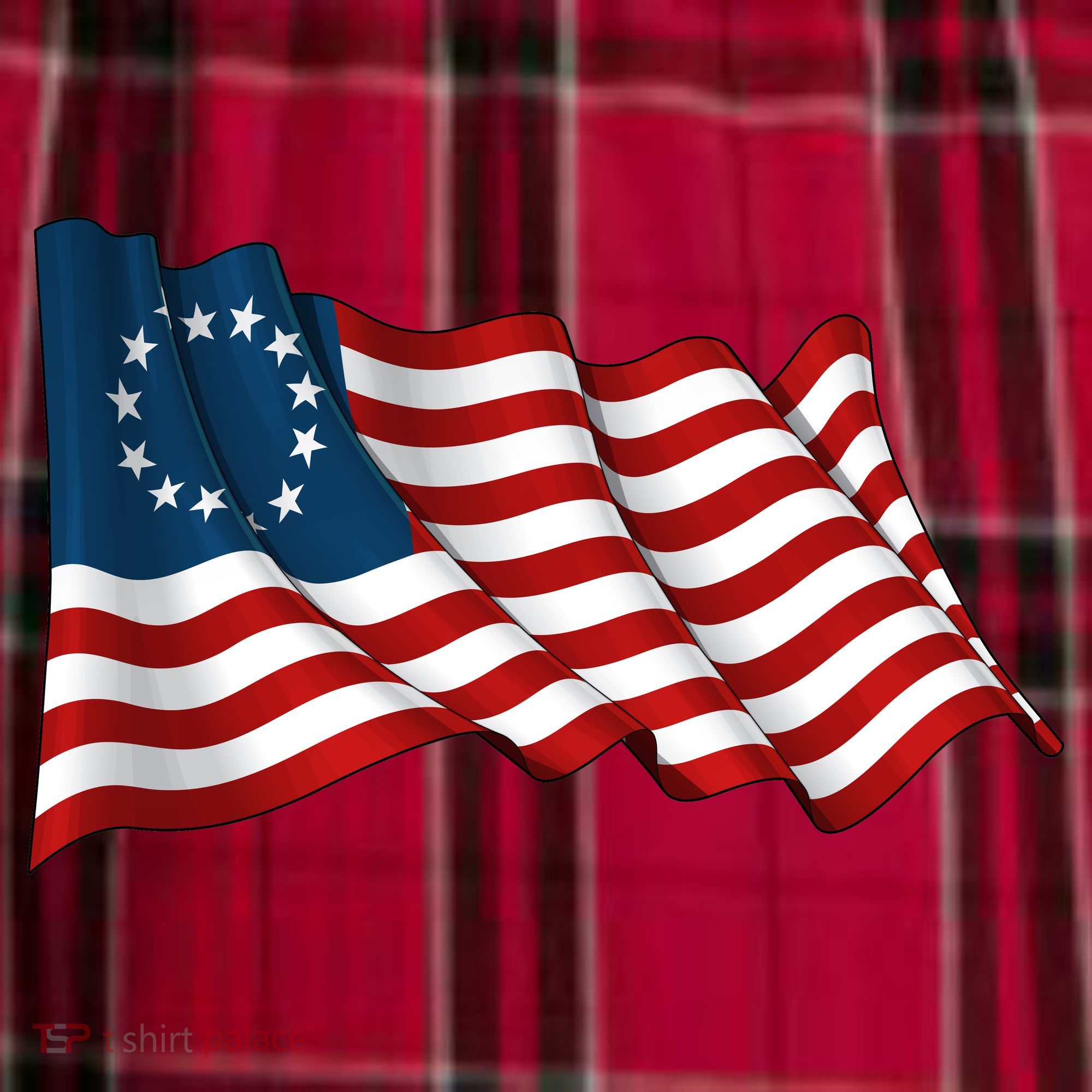 American Betsy Ross Waving Flag Women's Flannel Plaid Pajama Pants