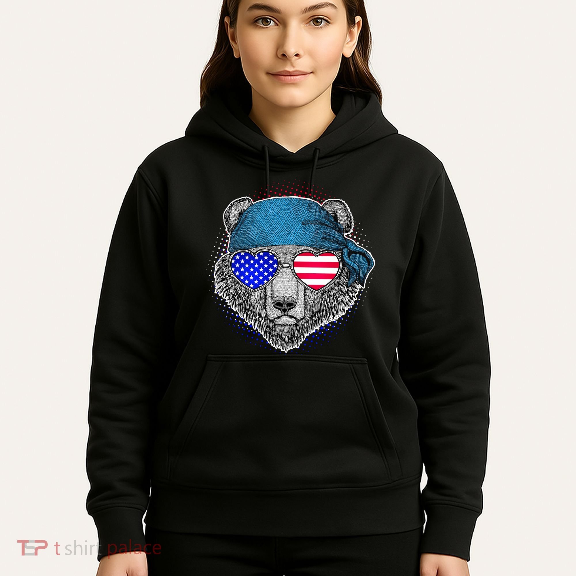 American Biker Bear Hoodie