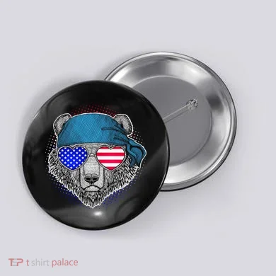American Biker Bear Button