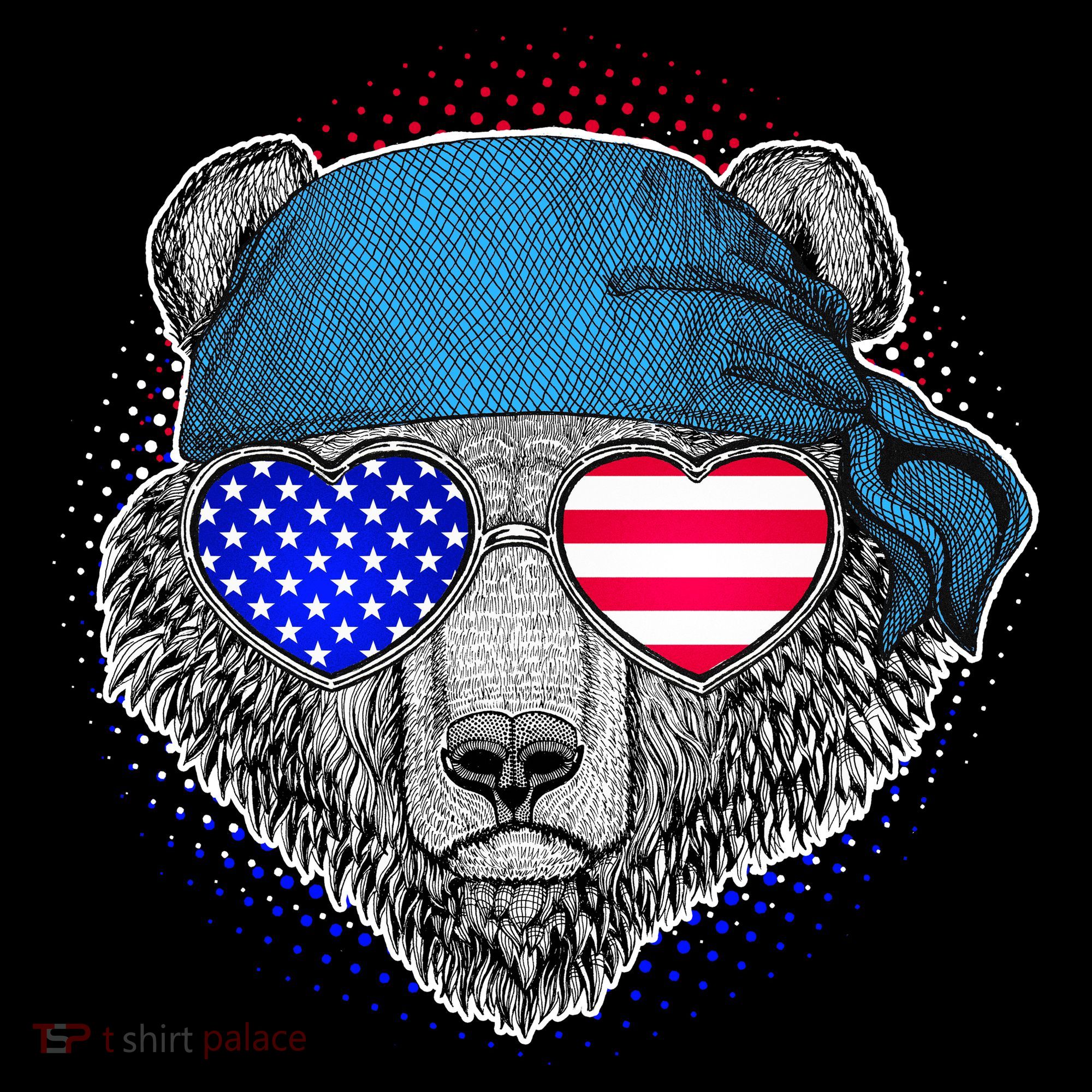 American Biker Bear Button