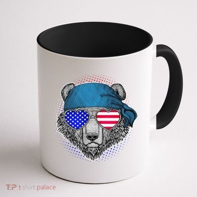American Biker Bear Coffee Mug back