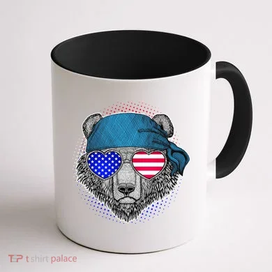 American Biker Bear Coffee Mug back