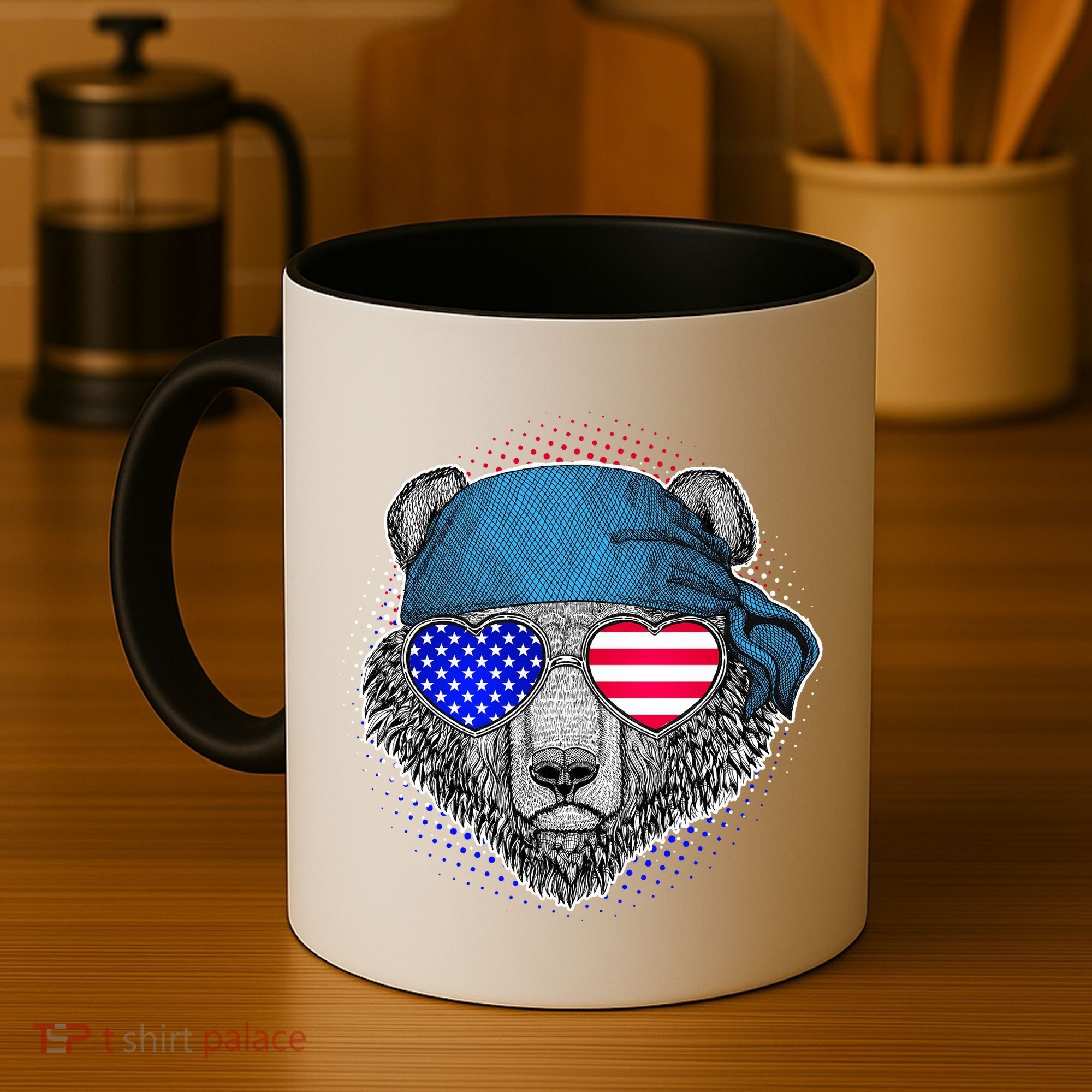 American Biker Bear Coffee Mug
