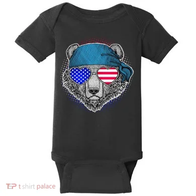 American Biker Bear Baby Bodysuit
