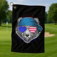 American Biker Bear Golf Towel thumb 1