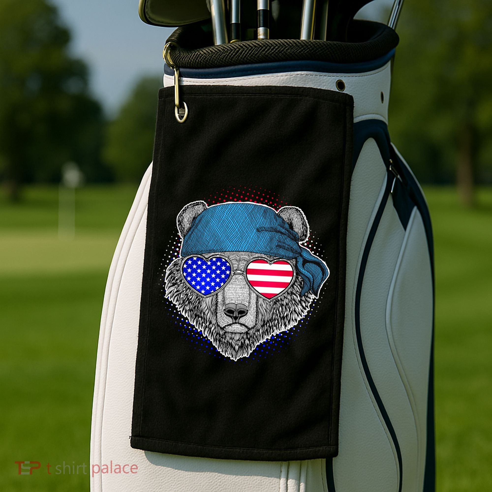 American Biker Bear Golf Towel