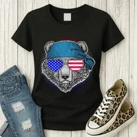 American Biker Bear Women's T-Shirt thumb 3