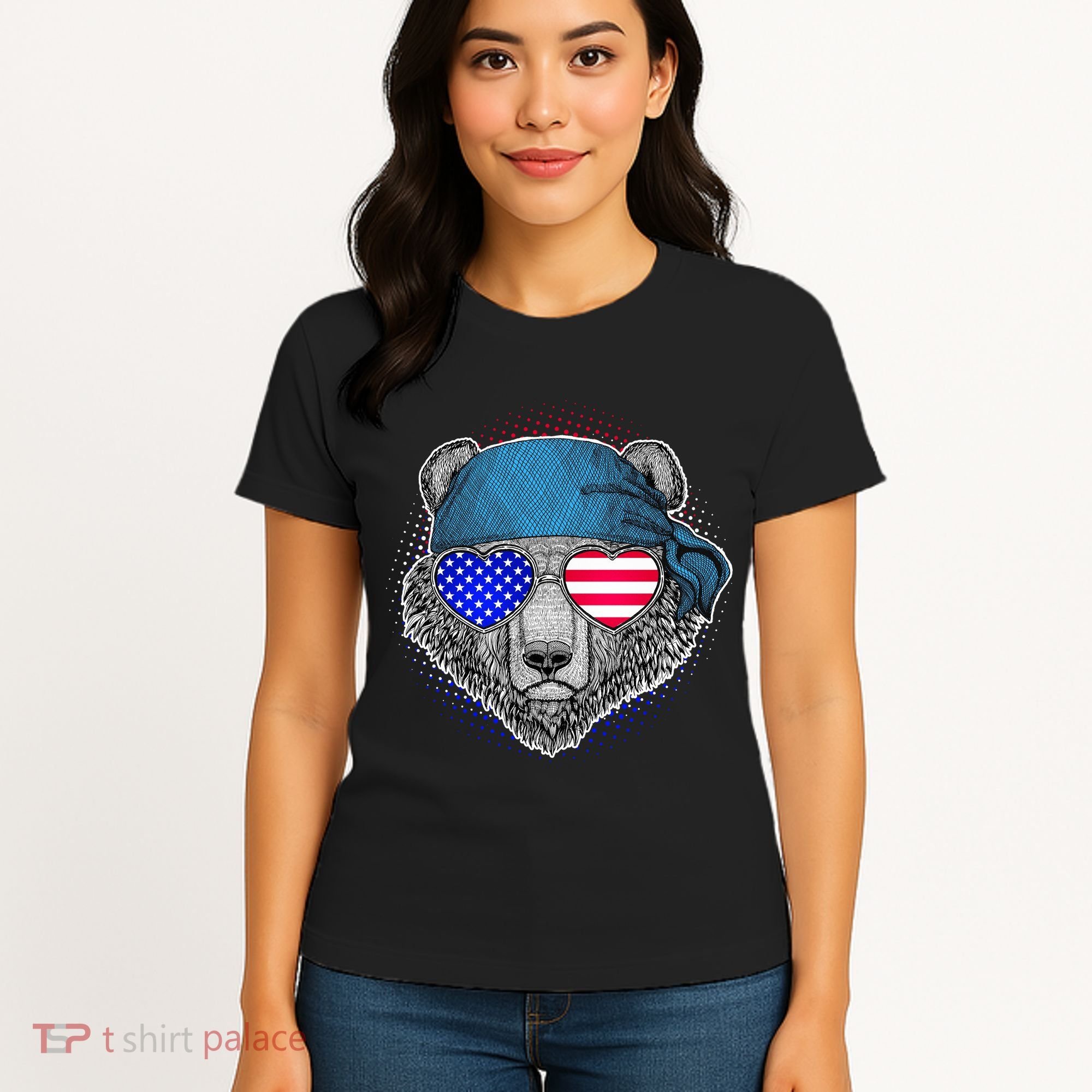 American Biker Bear Women's T-Shirt