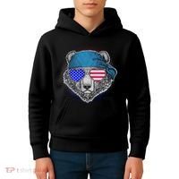 American Biker Bear Kids Hoodie thumb 4