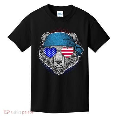 American Biker Bear Kids T-Shirt