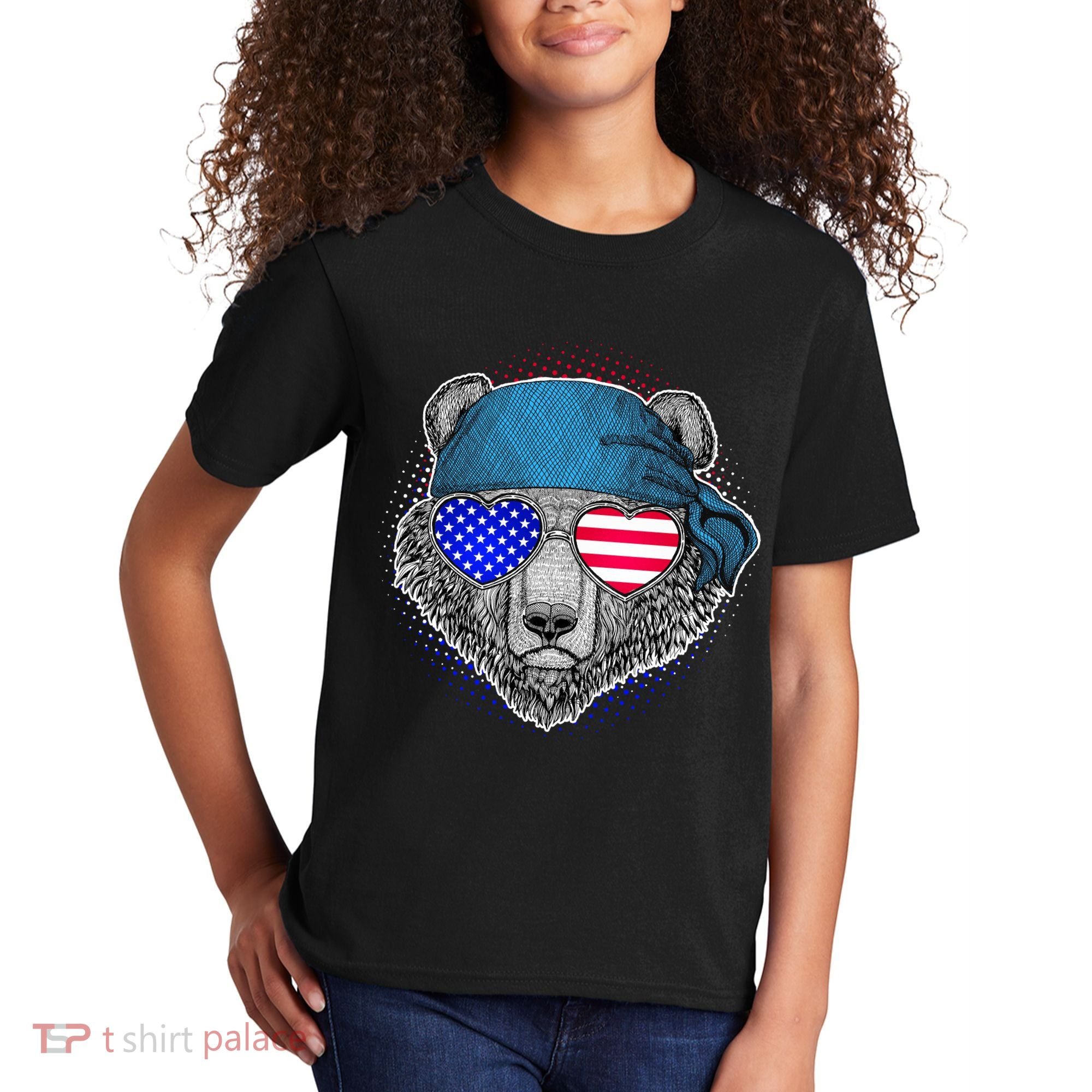 American Biker Bear Kids T-Shirt
