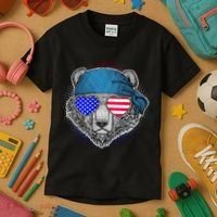 American Biker Bear Kids T-Shirt thumb 3