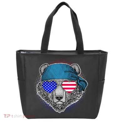 American Biker Bear Tote Bag