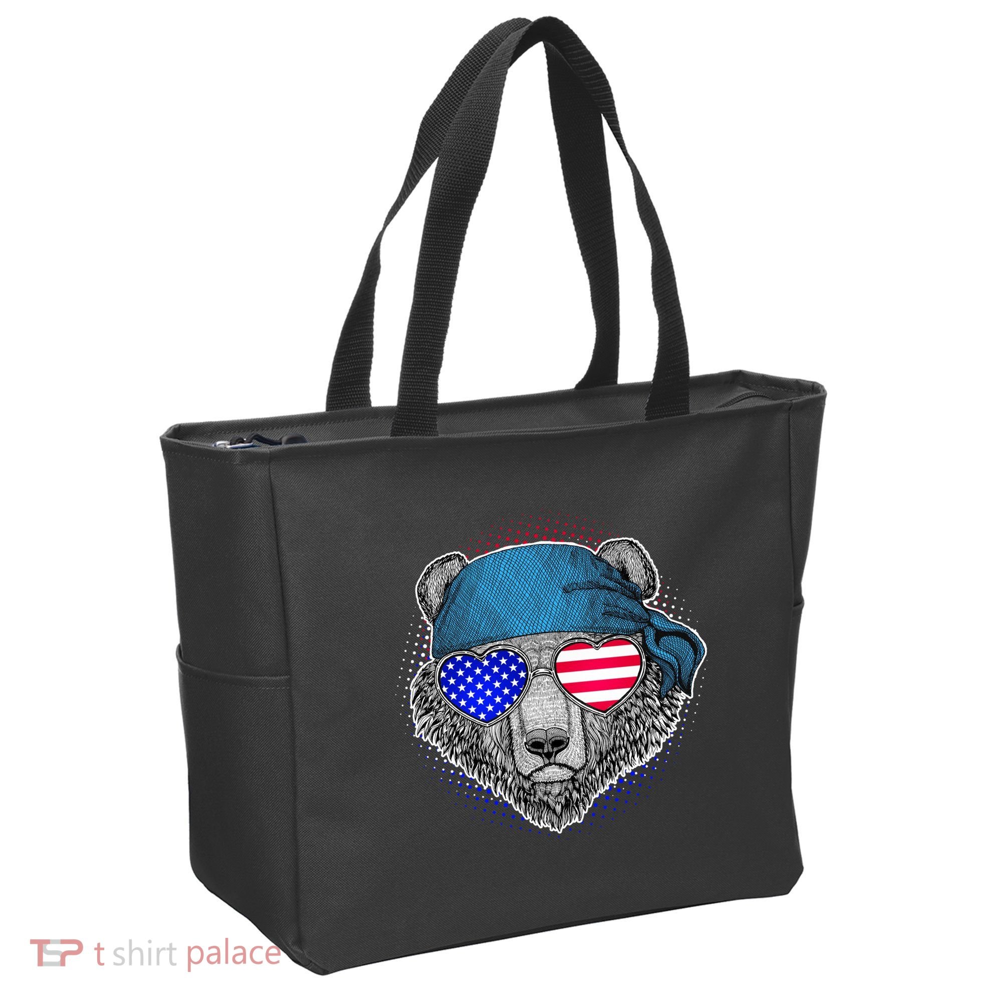 American Biker Bear Tote Bag