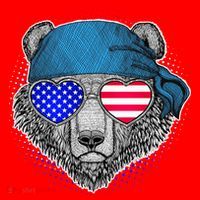 American Biker Bear Santa Hat thumb 1