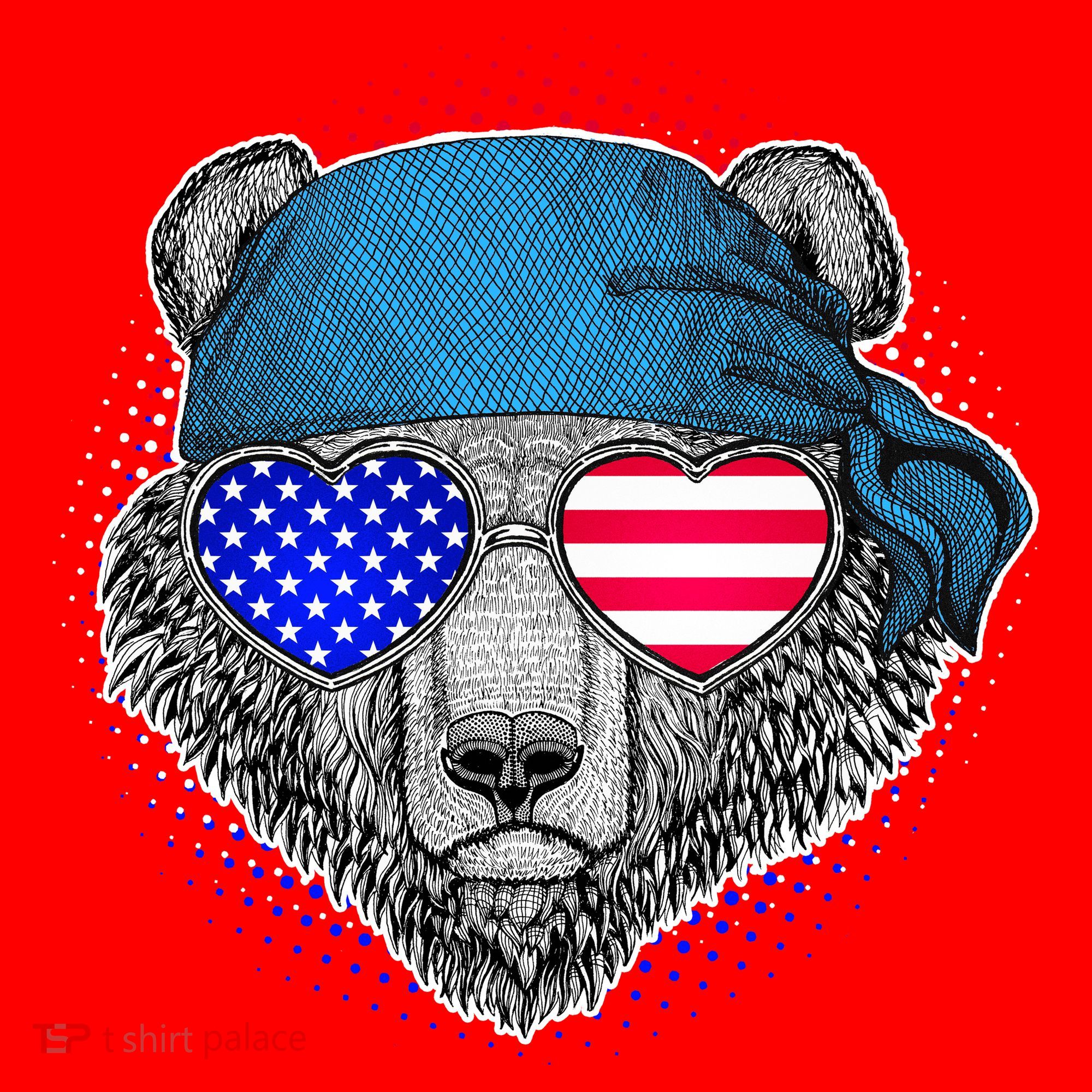 American Biker Bear Santa Hat