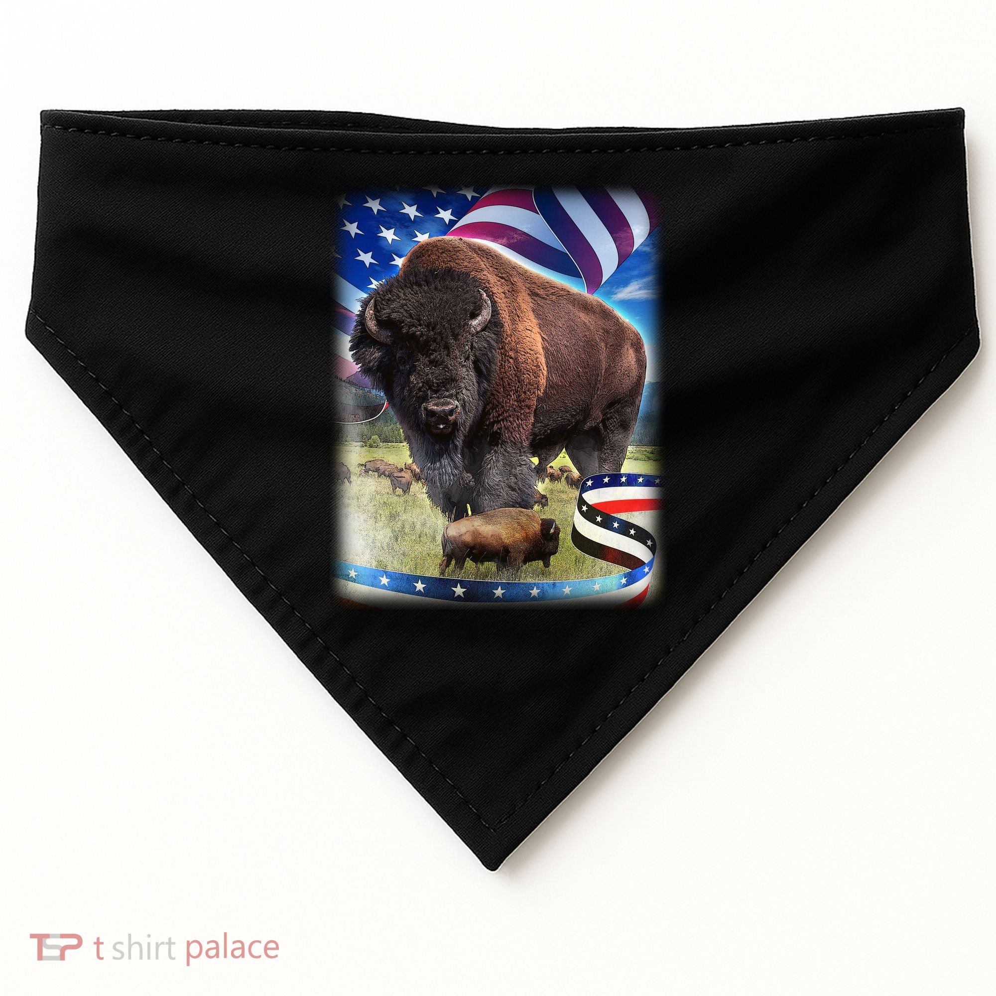 American Bison USA Flag Buffalo USA-Made Doggie Bandana