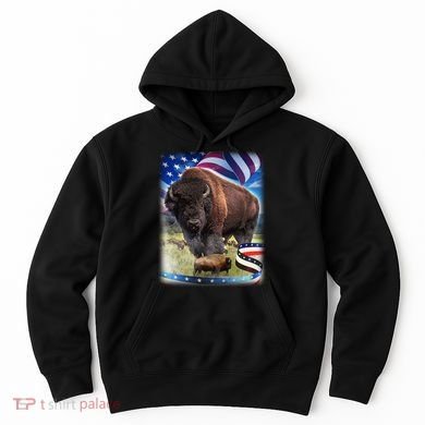 American Bison USA Flag Buffalo Hoodie