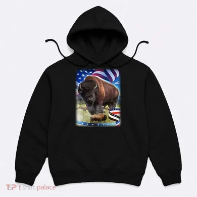 American Bison USA Flag Buffalo Hoodie