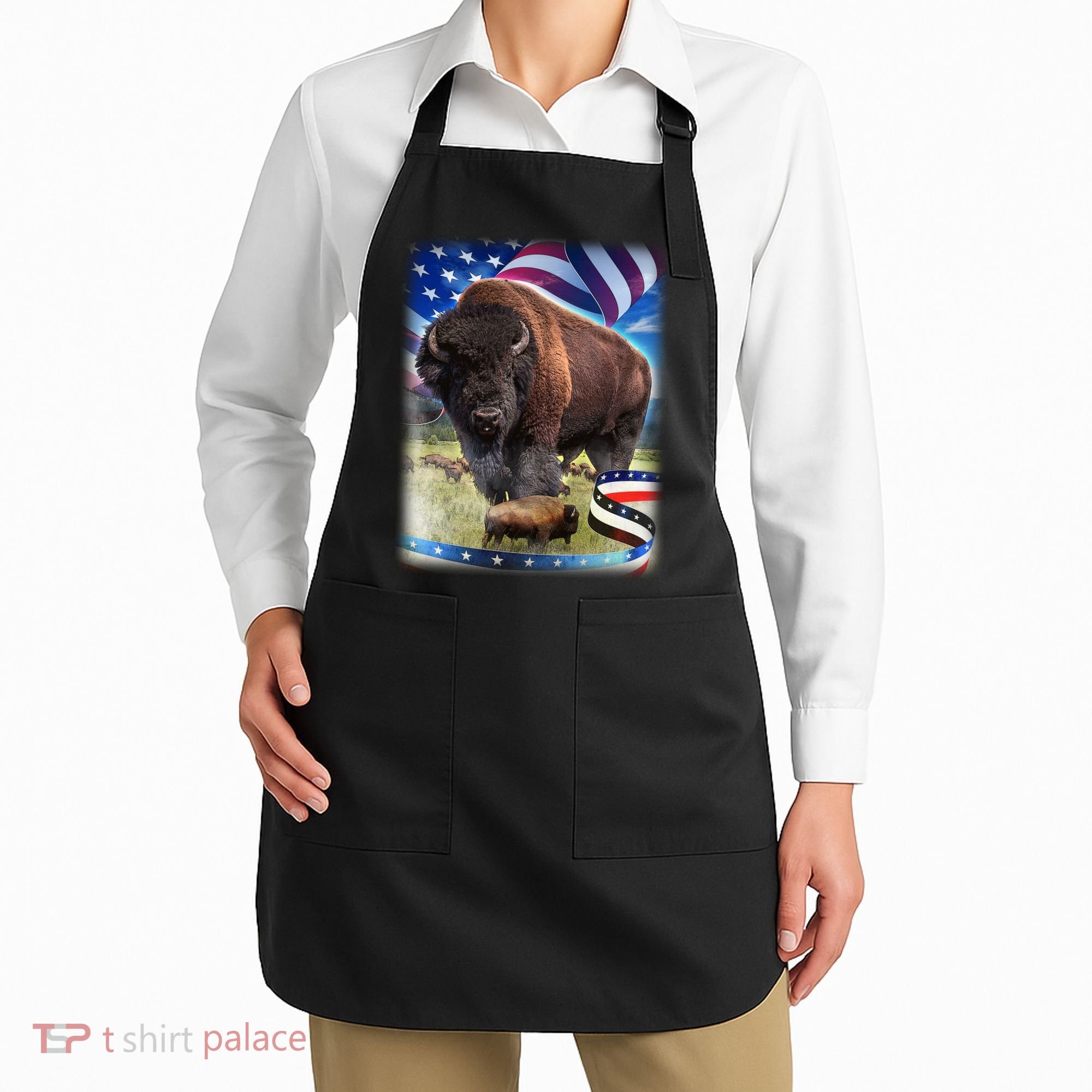 American Bison USA Flag Buffalo Apron
