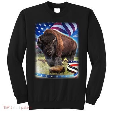 American Bison USA Flag Buffalo Sweatshirt