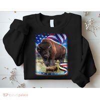 American Bison USA Flag Buffalo Sweatshirt thumb 2