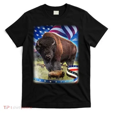 American Bison USA Flag Buffalo T-Shirt
