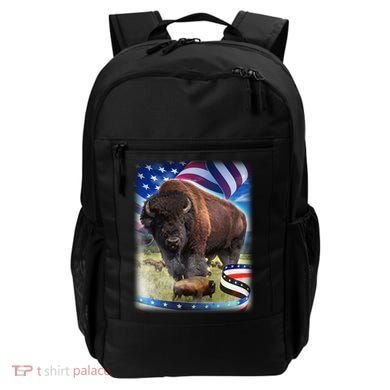 American Bison USA Flag Buffalo Backpack