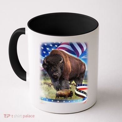 American Bison USA Flag Buffalo Coffee Mug