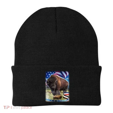 American Bison USA Flag Buffalo Beanie