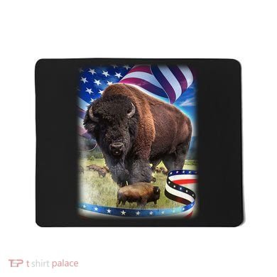 American Bison USA Flag Buffalo Mousepad