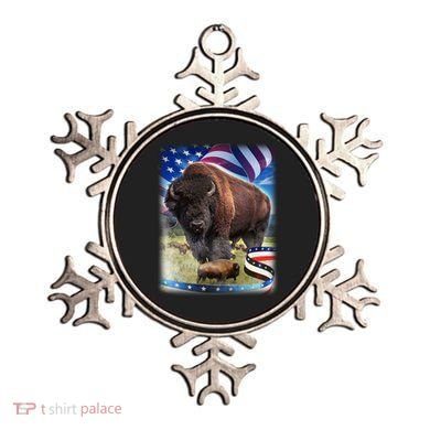 American Bison USA Flag Buffalo Ornament