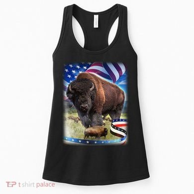 American Bison USA Flag Buffalo Women's Tank Top