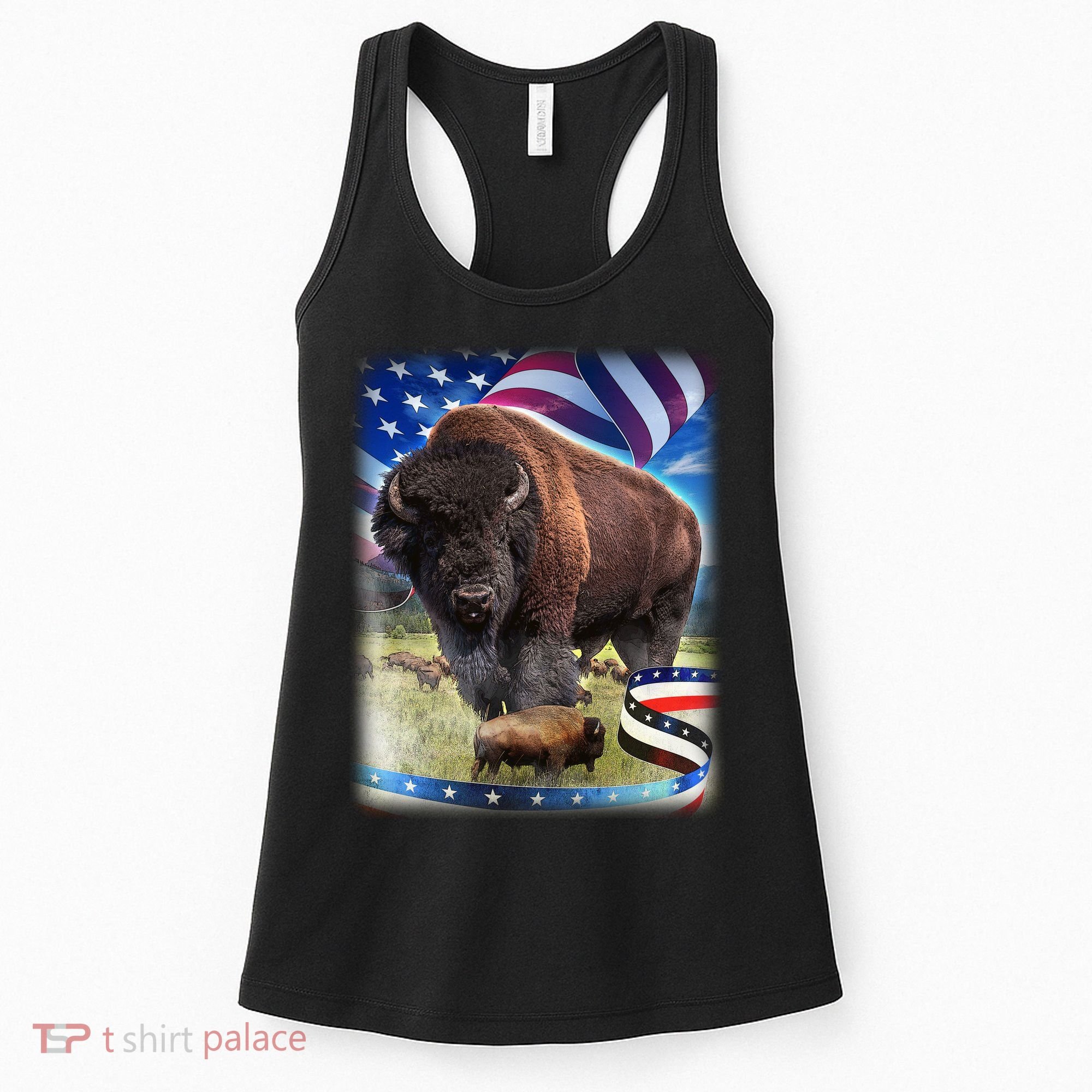 American Bison USA Flag Buffalo Women's Tank Top