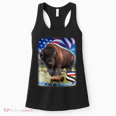 American Bison USA Flag Buffalo Women's Tank Top