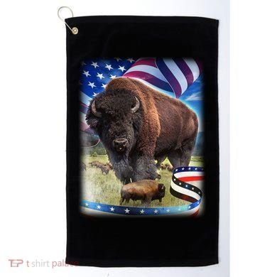 American Bison USA Flag Buffalo Golf Towel