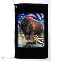 American Bison USA Flag Buffalo Golf Towel thumb 0