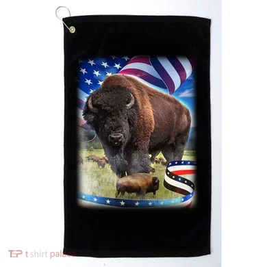 American Bison USA Flag Buffalo Golf Towel