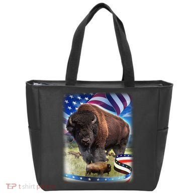 American Bison USA Flag Buffalo Tote Bag