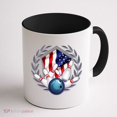 American Bowling Team Flag Coffee Mug back