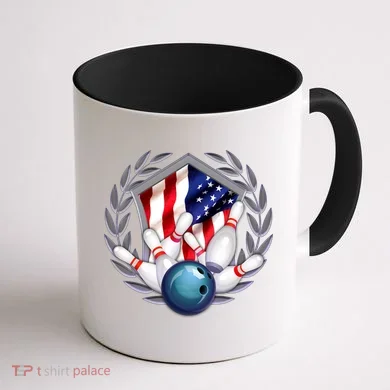 American Bowling Team Flag Coffee Mug back