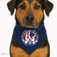 American Bowling Team Flag USA-Made Doggie Bandana thumb 1
