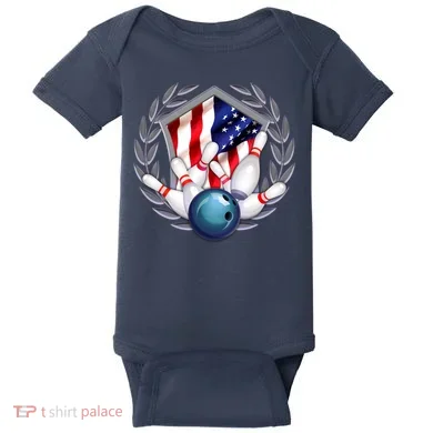 American Bowling Team Flag Baby Bodysuit