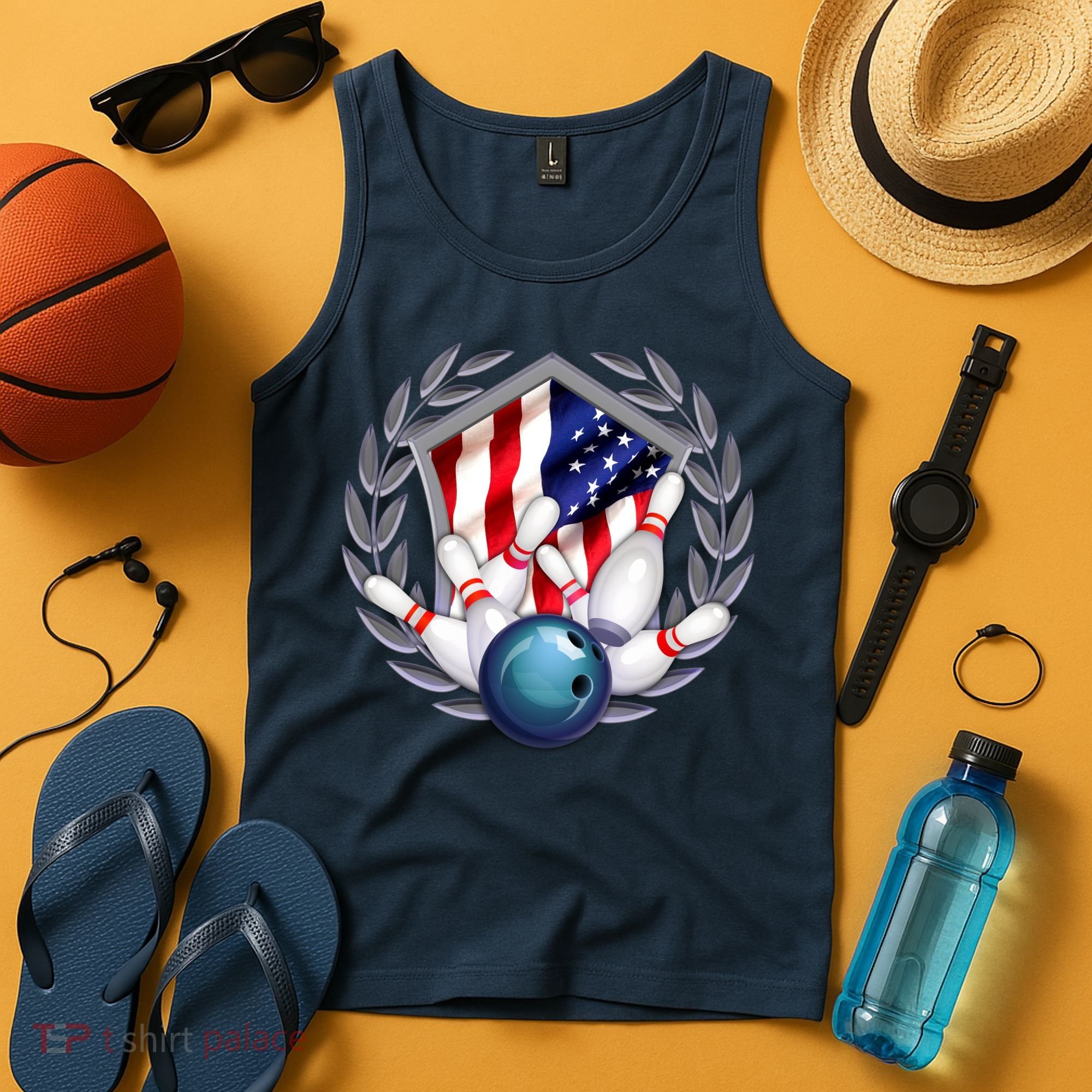American Bowling Team Flag Tank Top
