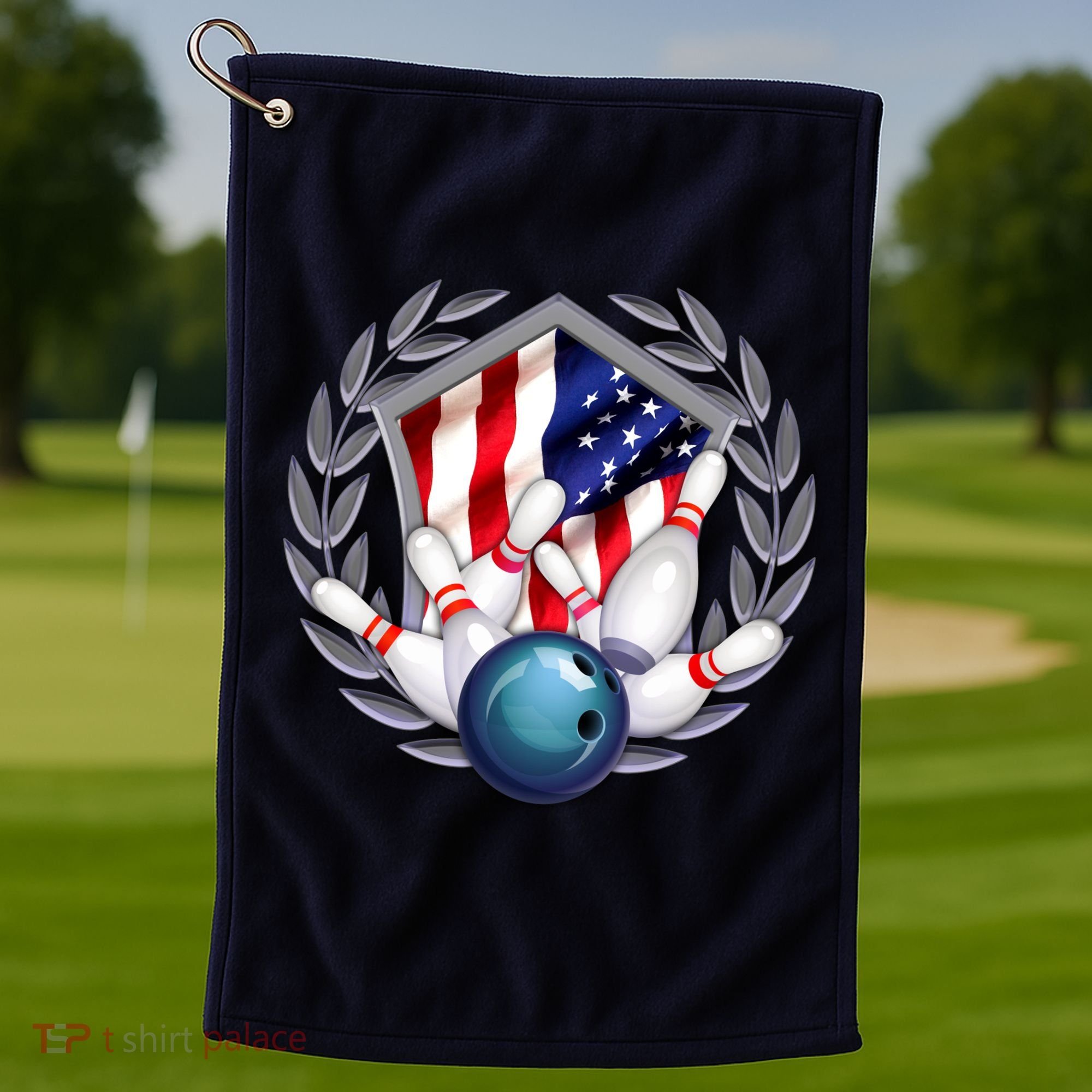 American Bowling Team Flag Golf Towel