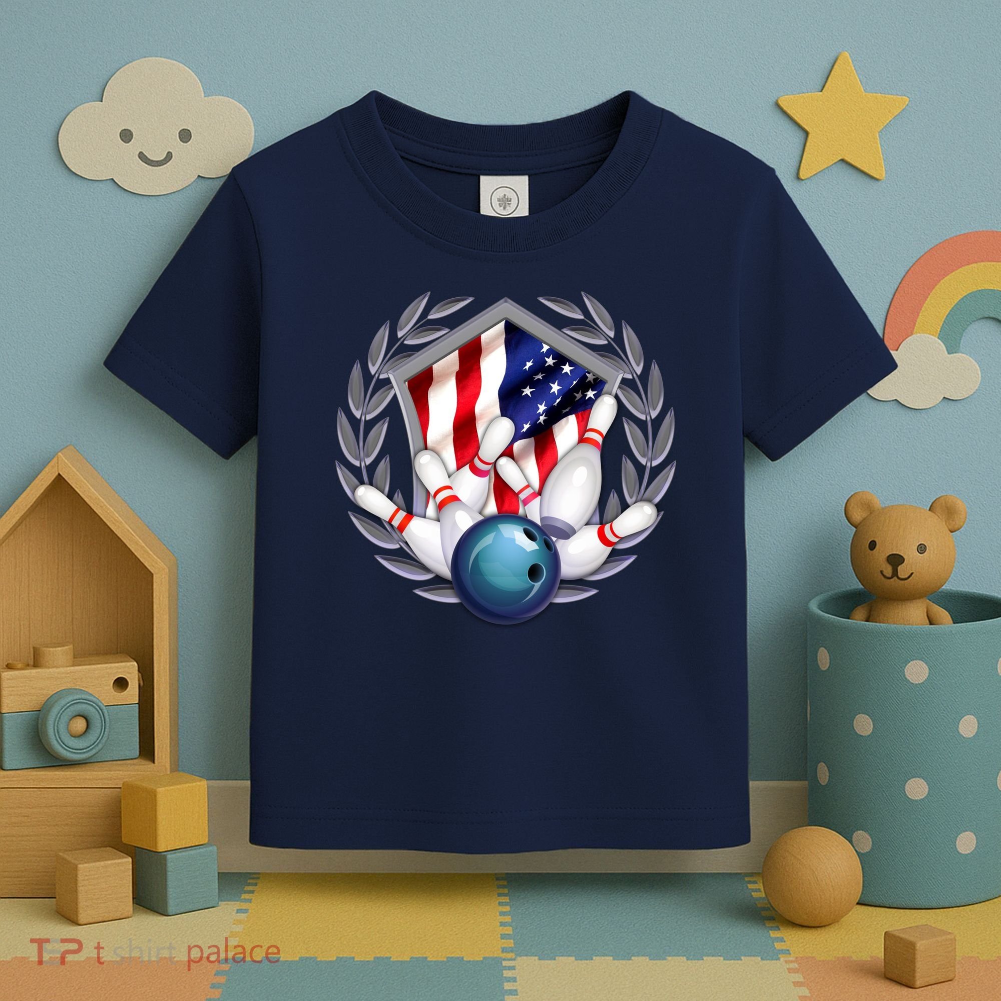 American Bowling Team Flag Toddler T-Shirt