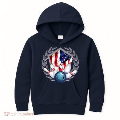 American Bowling Team Flag Kids Hoodie