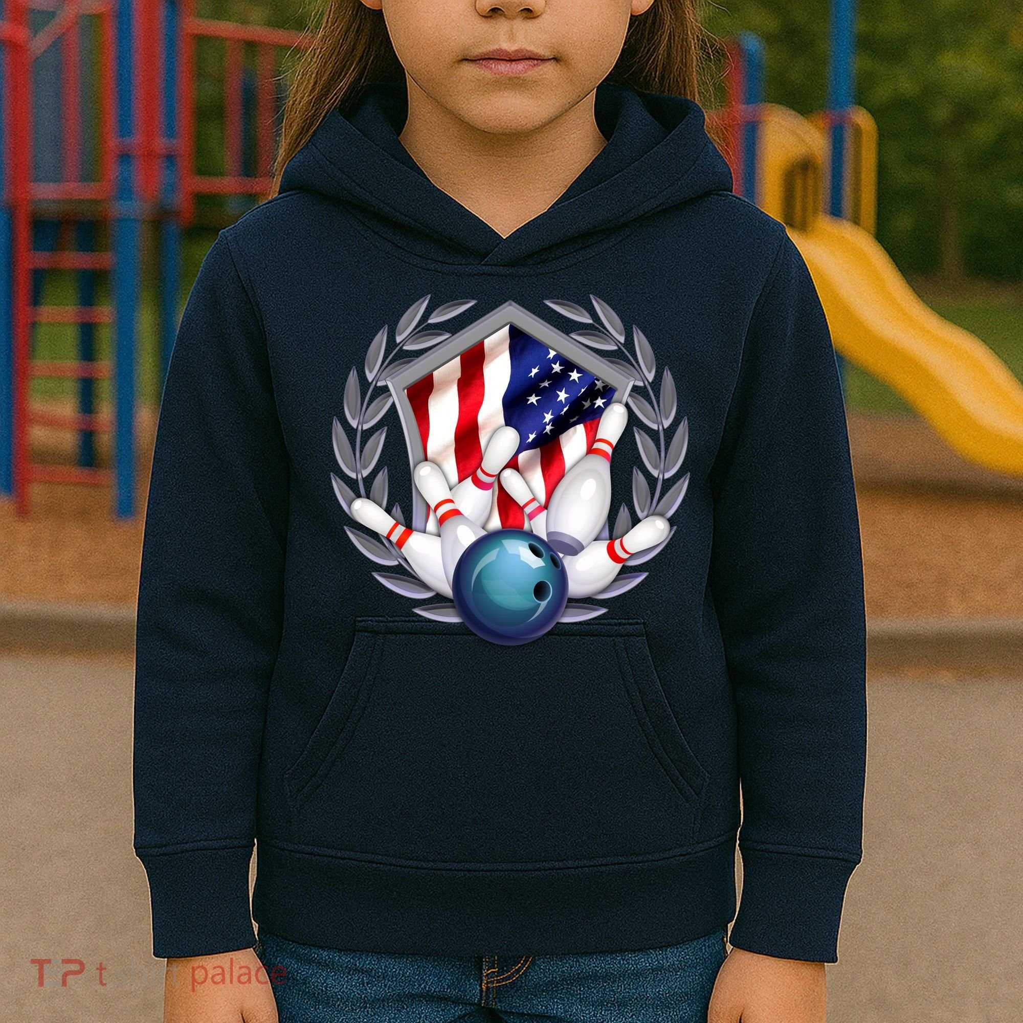 American Bowling Team Flag Kids Hoodie