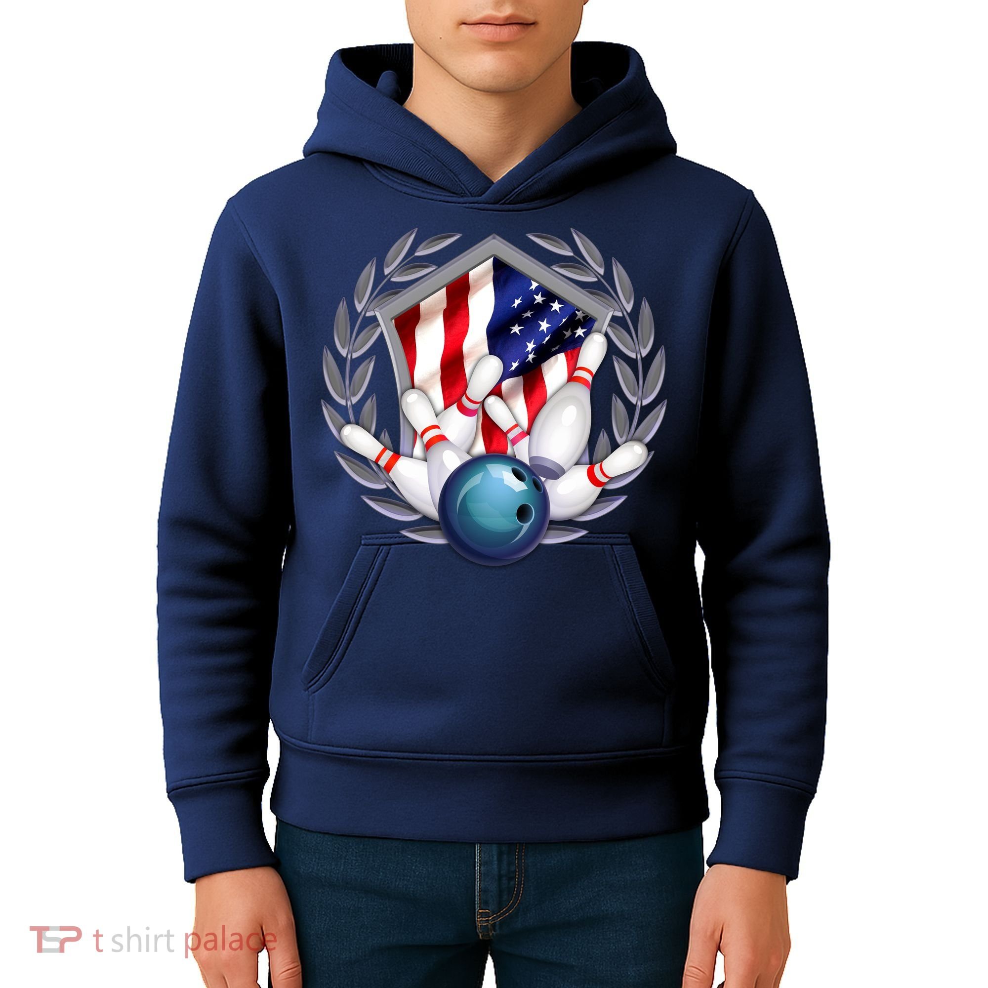 American Bowling Team Flag Kids Hoodie